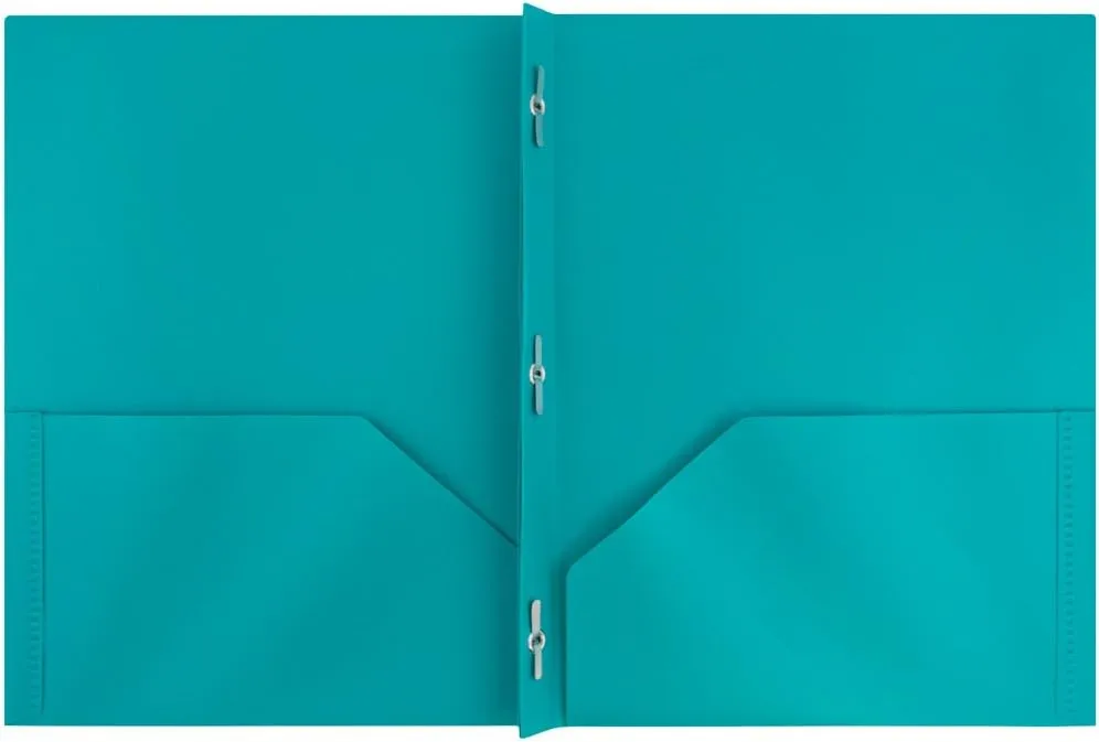 JAM Paper Plastic 2-Pocket POP Folders with Metal Prongs