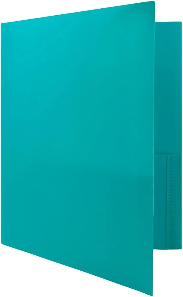 JAM Paper Plastic 2-Pocket POP Folders with Metal Prongs