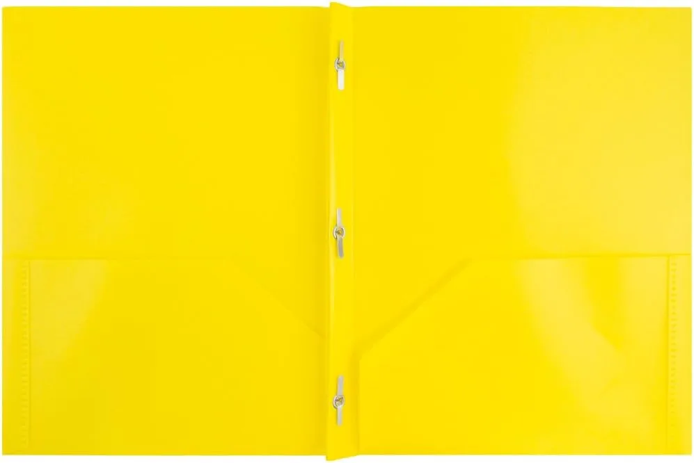 JAM Paper Plastic 2-Pocket POP Folders with Metal Prongs