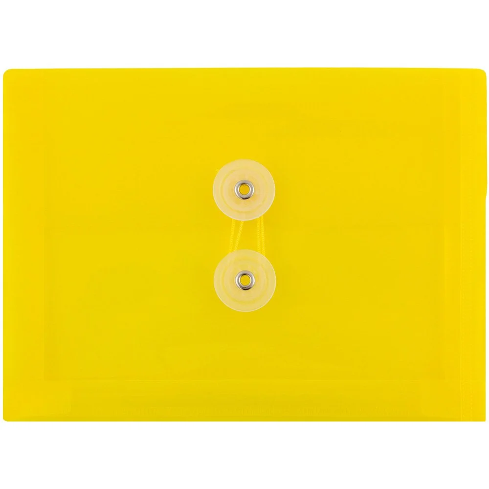 JAM PAPER Plastic Envelopes with Button & String Tie Closure - 12 Pack