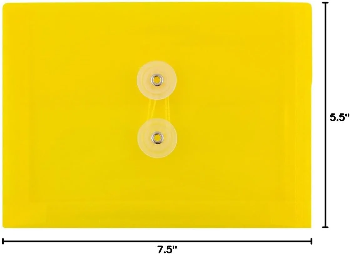 JAM PAPER Plastic Envelopes with Button & String Tie Closure - 12 Pack