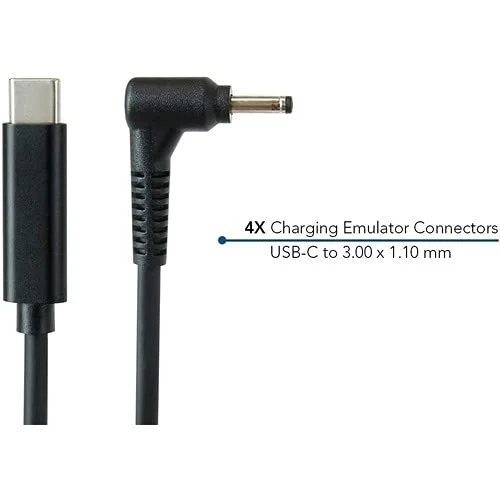 Acer Emulator Charging Cables - 4-Pack USB-C to 3.00 x 1.10mm Emulator Connector
