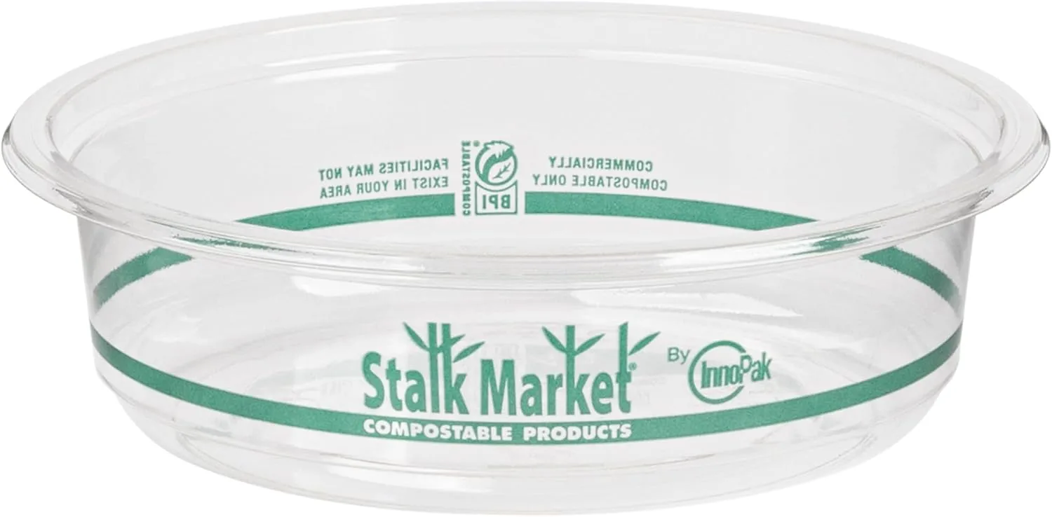 STALKMARKET Jaya 100% Compostable Clear PLA Round Deli Containers & Lids