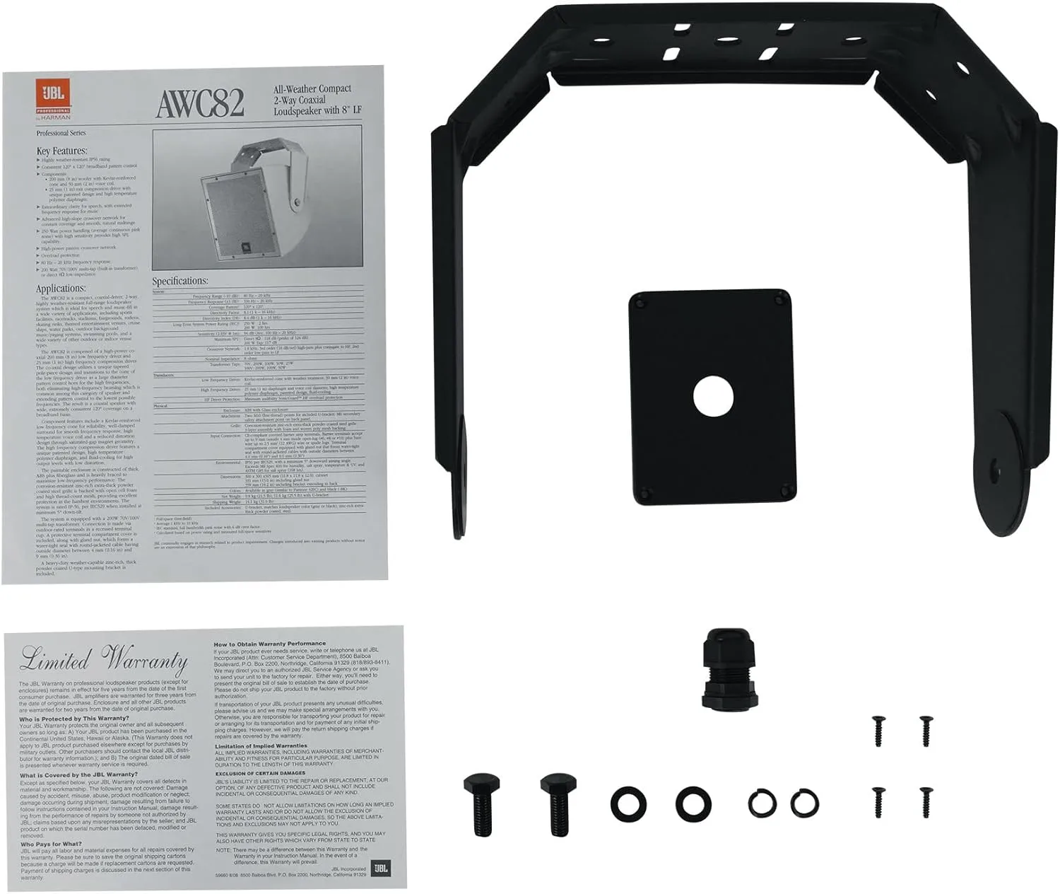 JBL AWC82 All-Weather Compact Loudspeaker - Black