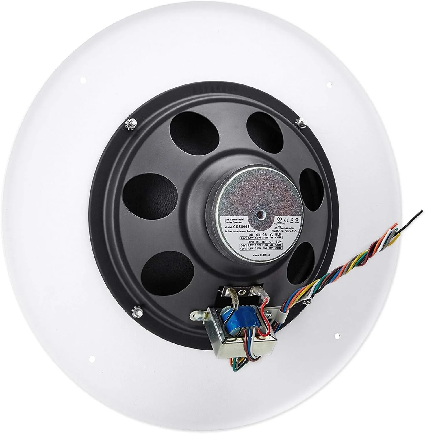 JBL CSS8008 8" Commercial Ceiling Speaker, 5W Multi-Tap, White