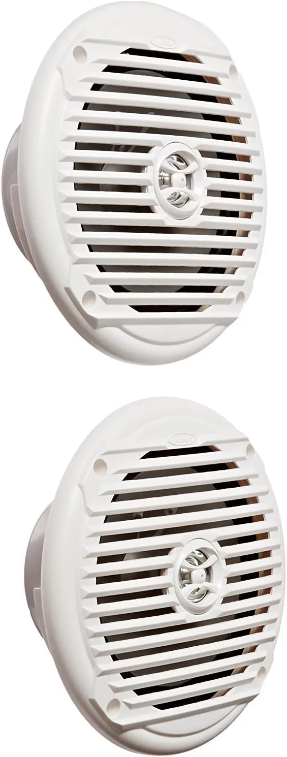Jensen MS6007WR 6.5” Coaxial Marine Speakers, 60 Watts, White, Sold as Pair