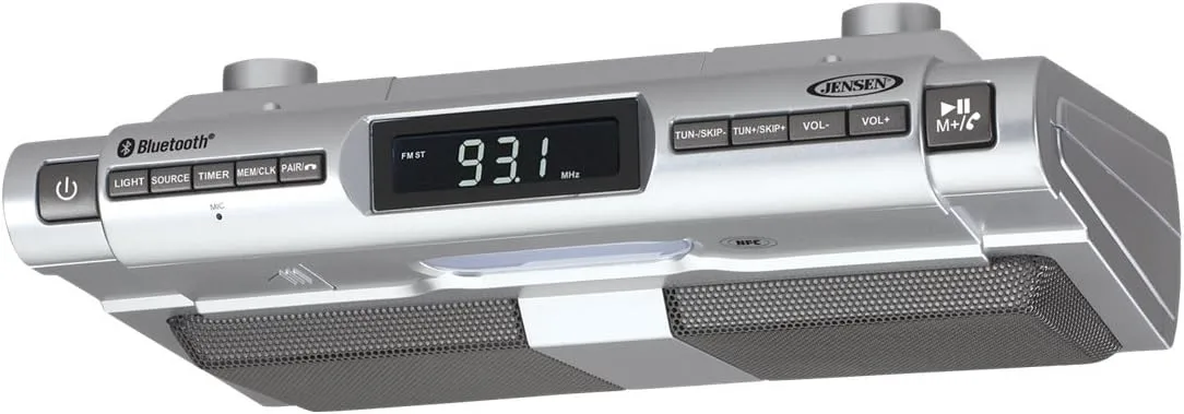 Jensen SMPS-628 Under-Cabinet Universal Bluetooth Music System, Silver