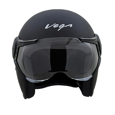 VEGA JET STAR W/VISOR DULL BLACK SILVER C/V (L)