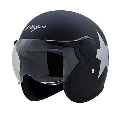 VEGA JET STAR W/VISOR DULL BLACK SILVER C/V (L)