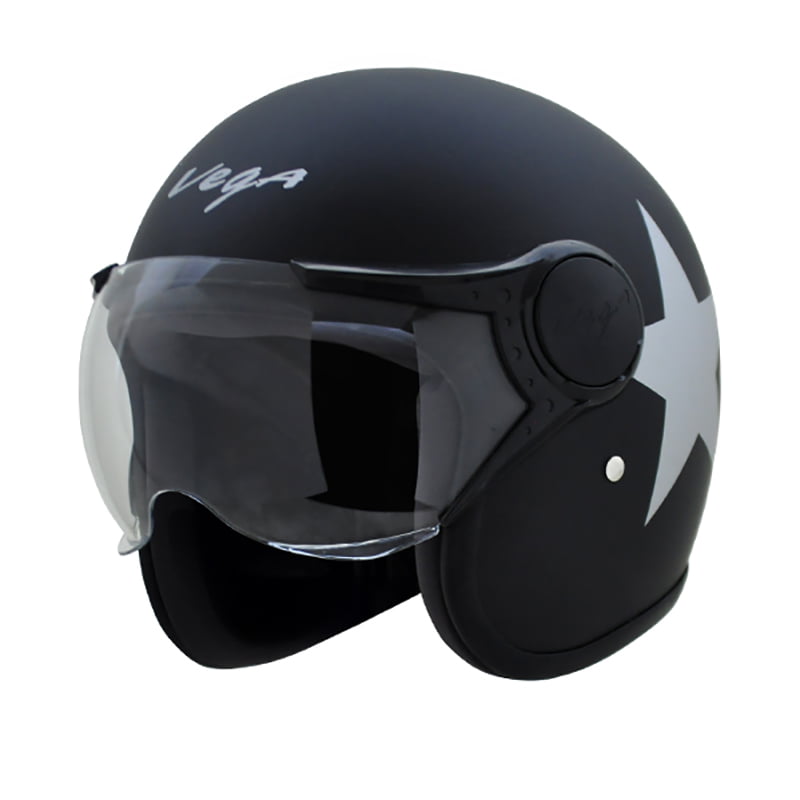 VEGA JET STAR W/VISOR DULL BLACK SILVER C/V (L)
