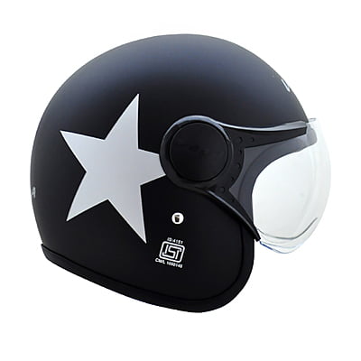 VEGA JET STAR W/VISOR DULL BLACK SILVER C/V (L)