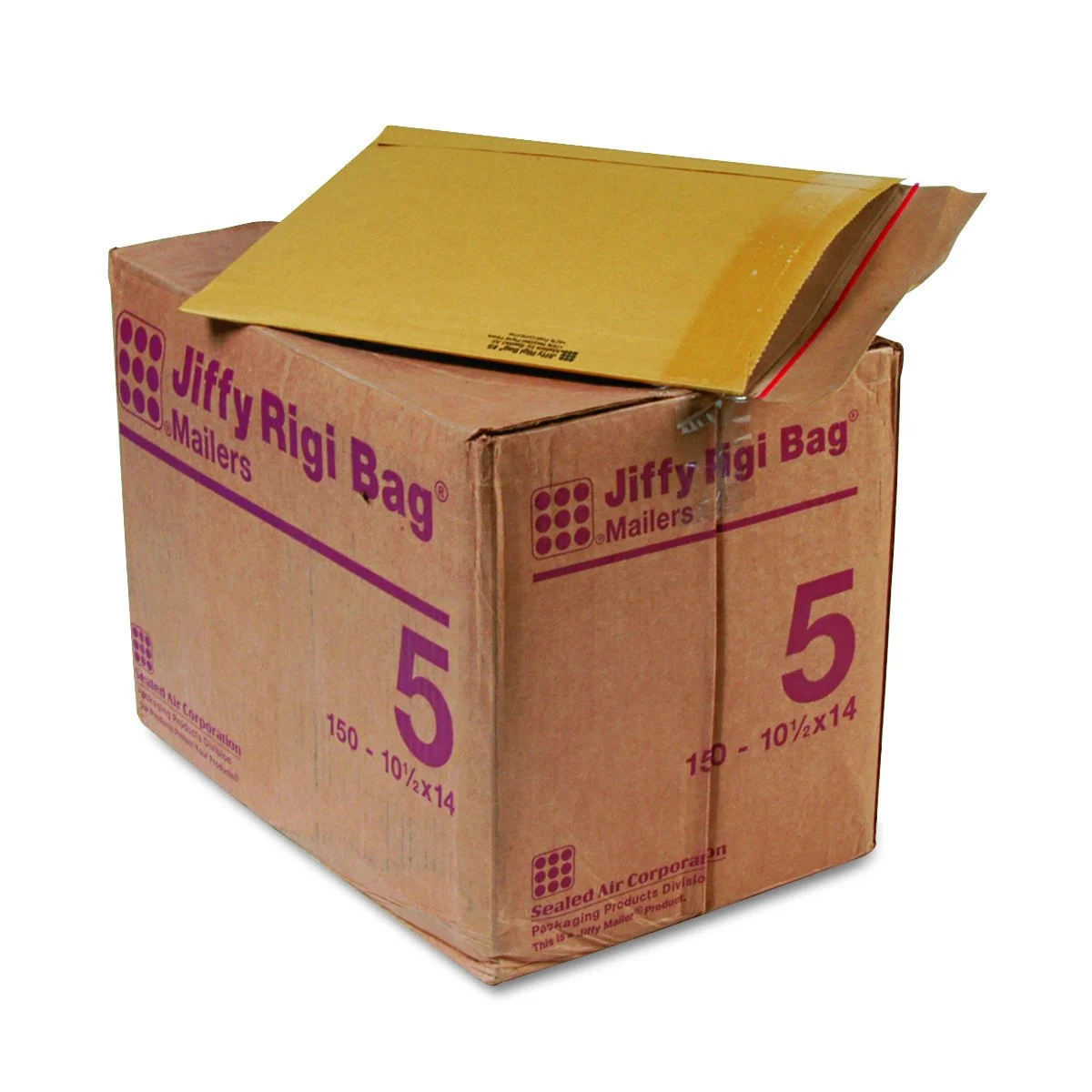 Jiffy Rigi Bag Mailers #5 - 10.5 x 14 in Self-Seal, 150/Carton