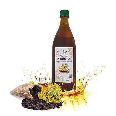1L Jiva Org Cold Pressed Mustard Oil, extracted from organic brousing the kachi ghani method