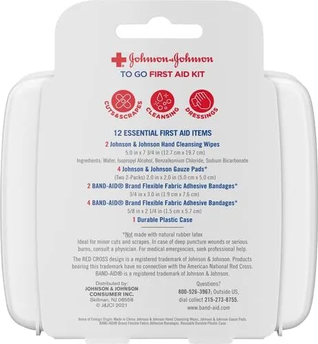 Johnson & Johnson First Aid To Go! 12-piece Mini First Aid Kit