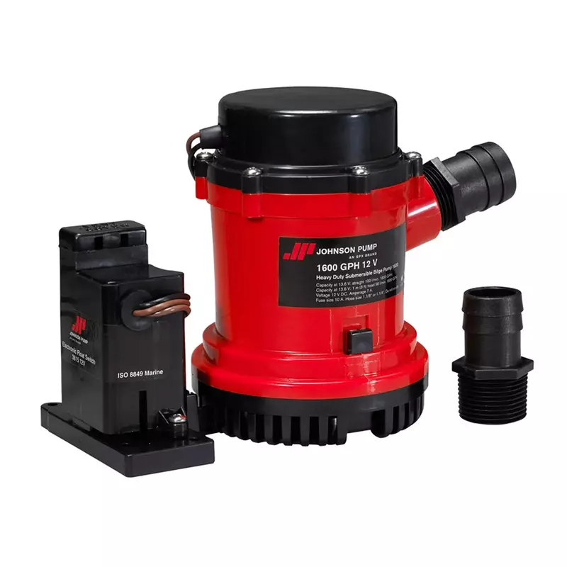 Johnson Pumps 01604-00 1600 GPH Heavy Duty Automatic Bilge Pump with Electromagnetic Switch, 12V