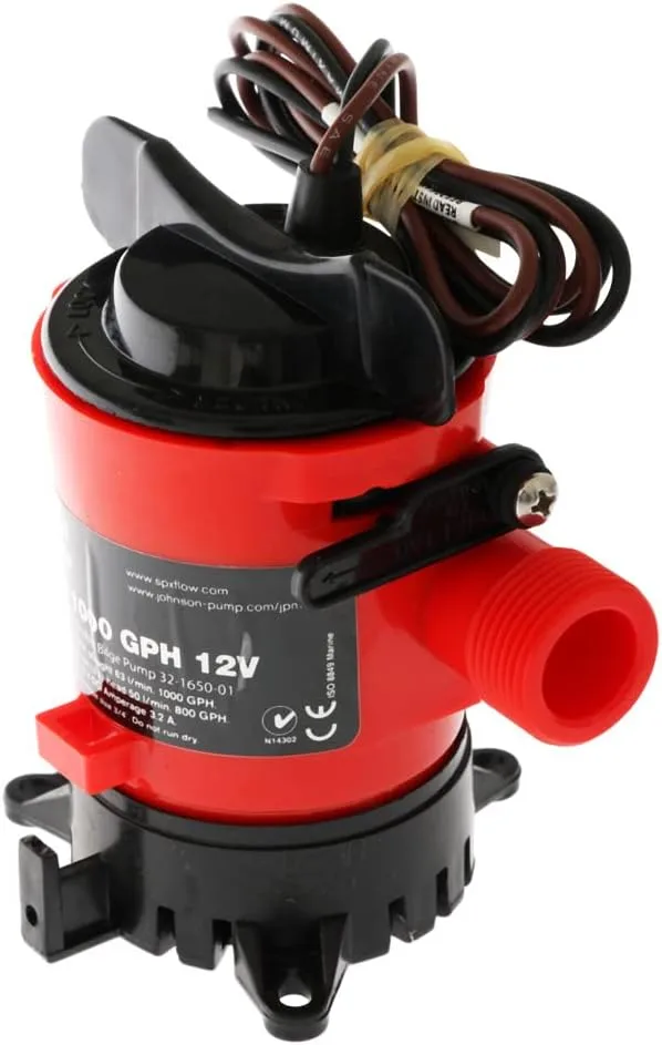 Johnson Pumps 32903 Cartridge Bilge Pump with Dura-Port - 1000 GPH, Black