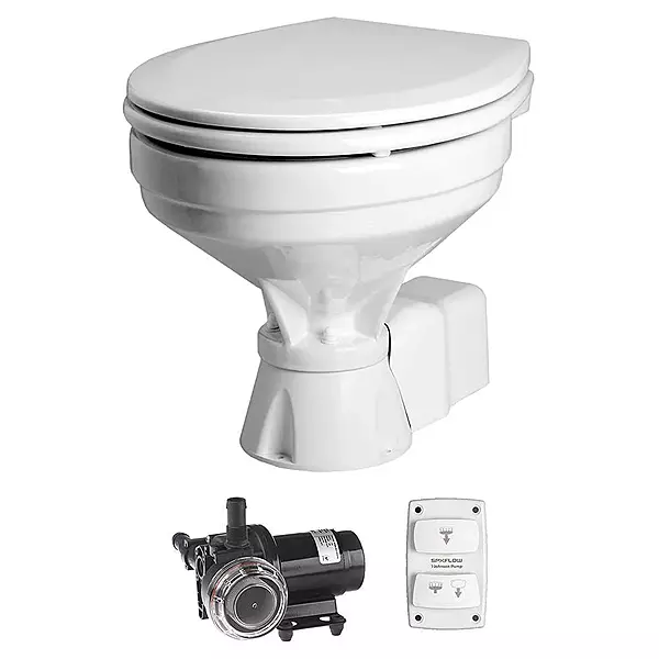 Johnson Pump AquaT Toilet Silent Electric Comfort - 12V w/Pump