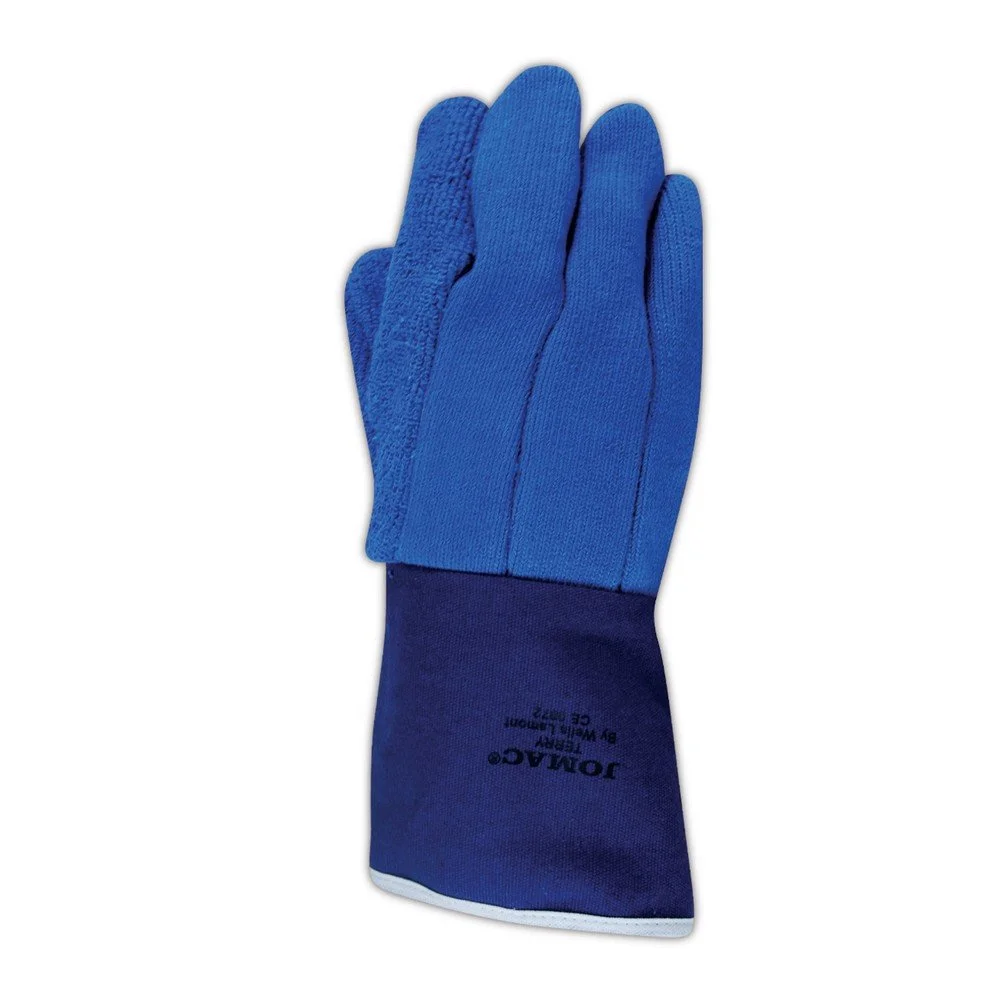628FR Blue Terrycloth Heat and Flame Retardant Gloves with Duck Cuff, Gauntlet Cuff, Large, Navy (Pack of 12)