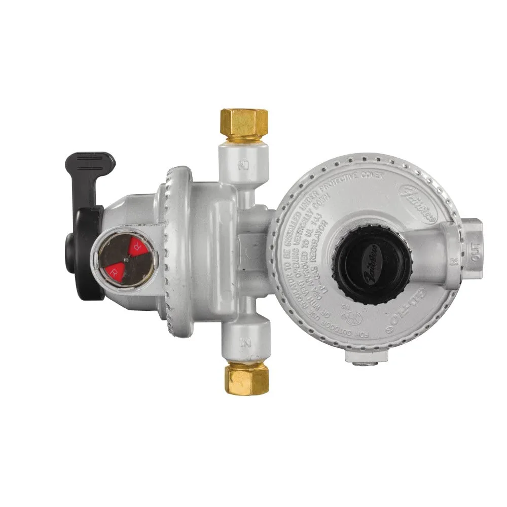 JR Products 07-31525 Compact Low Pressure Two-Stage Automatic Changeover Regulator, White