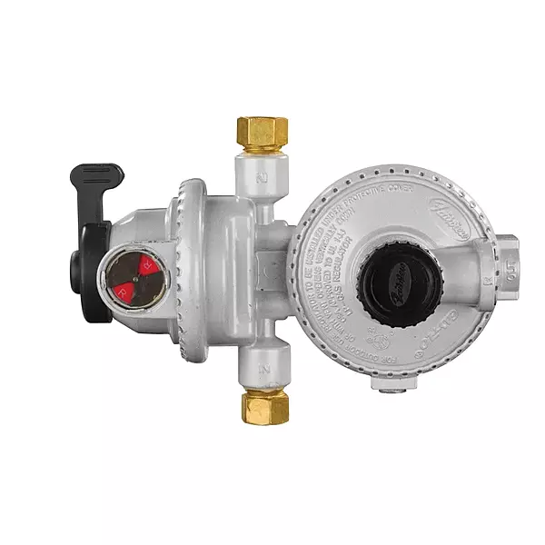 JR Products 07-31525 Compact Low Pressure Two-Stage Automatic Changeover Regulator, White