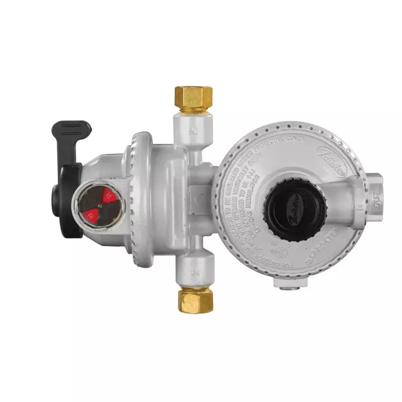 JR Products 07-31525 Compact Low Pressure Two-Stage Automatic Changeover Regulator, White