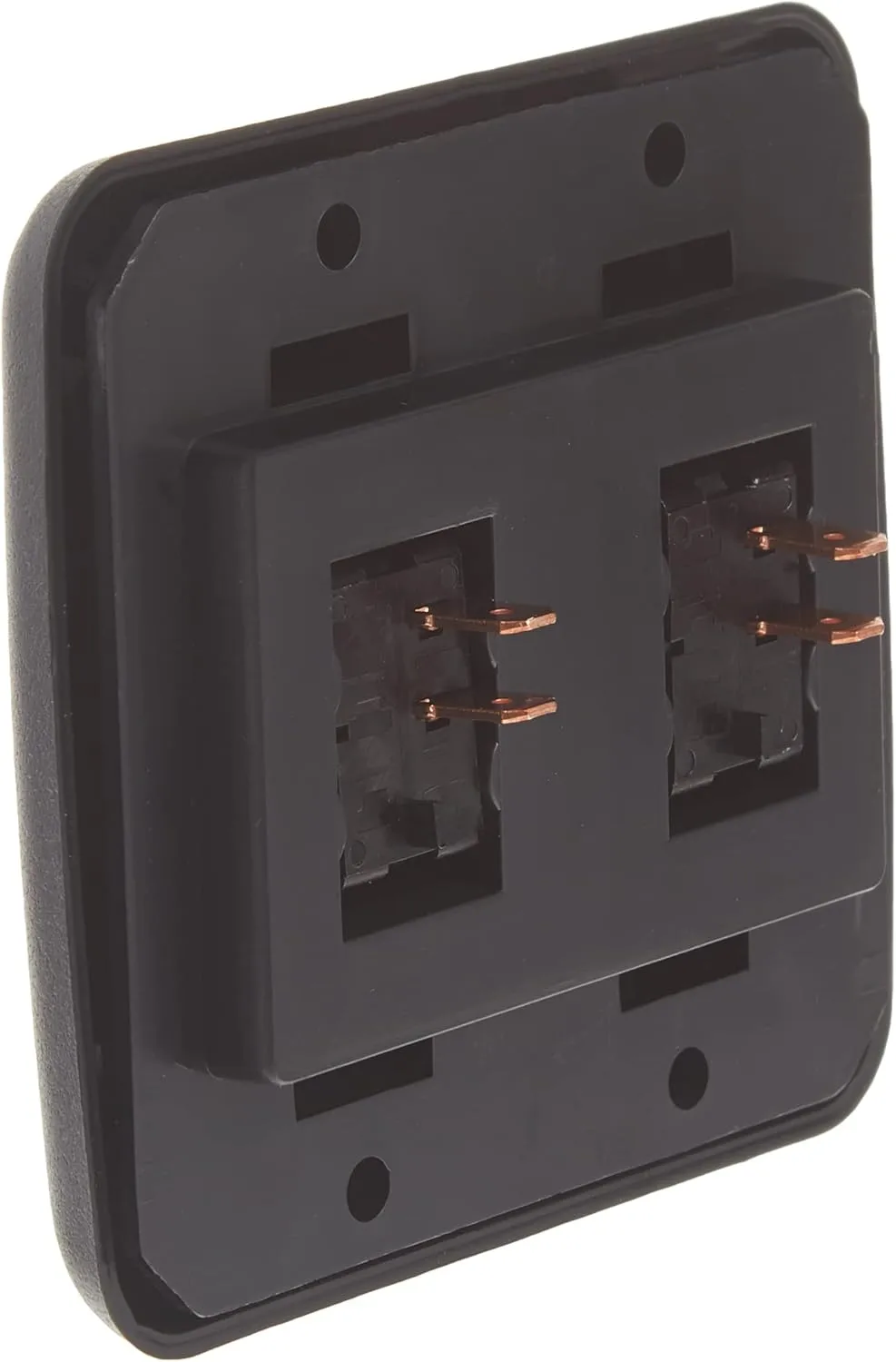 JR Products 12235 Black Double SPST On-Off Switch with Bezel