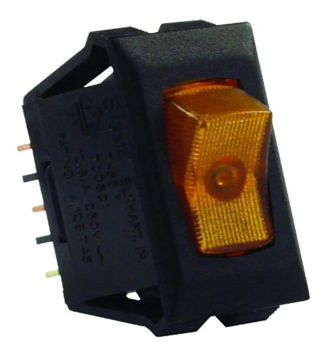JR Products 12555 Amber/Black SPST Illuminated On/Off Switch