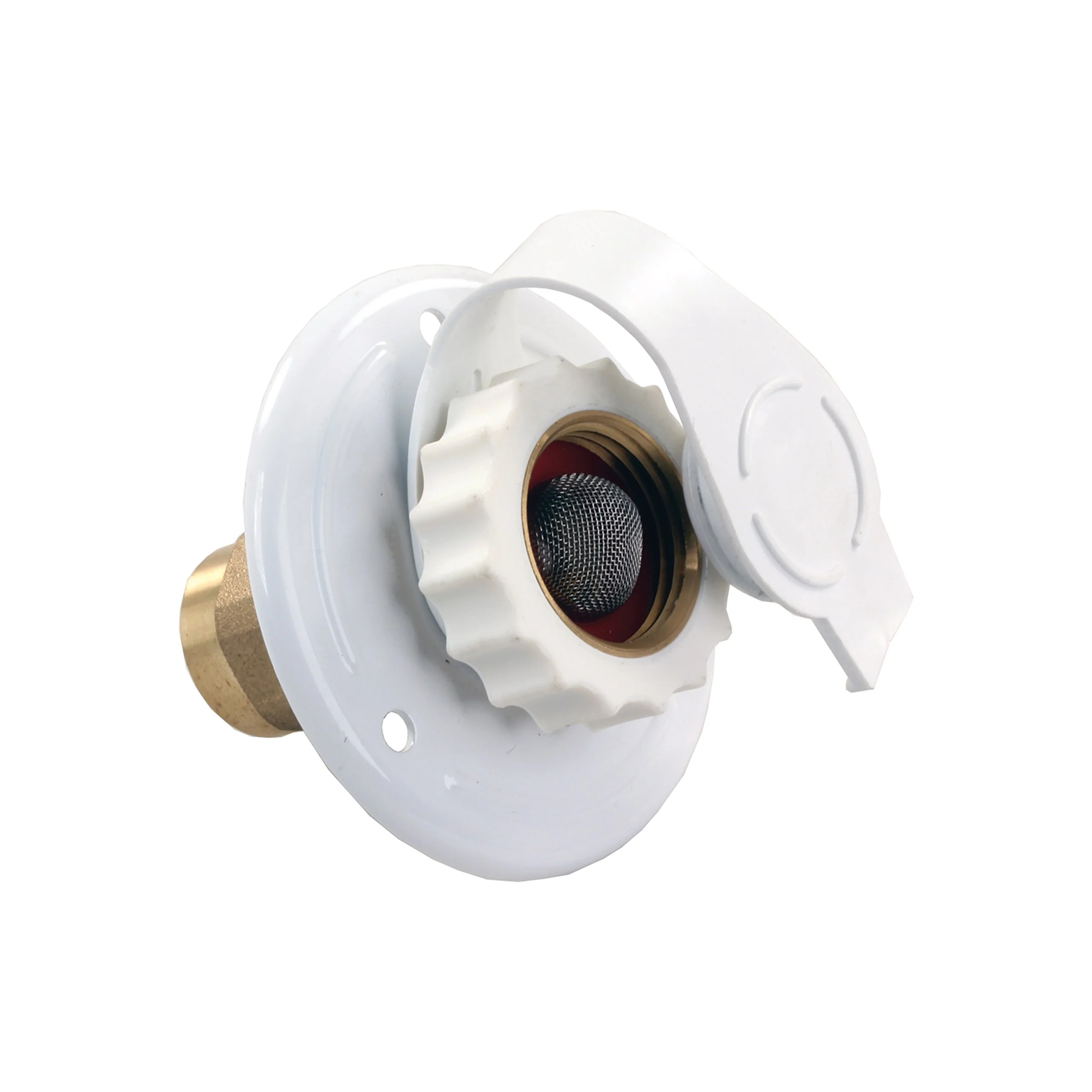 JR Products 62155 White Aluminum City Water Flange - 1/2" FPT x 3/4"