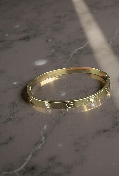 Crystal Embellished Hinge Cuff Bracelet - Gold