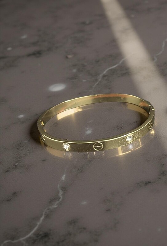 Crystal Embellished Hinge Cuff Bracelet - Gold