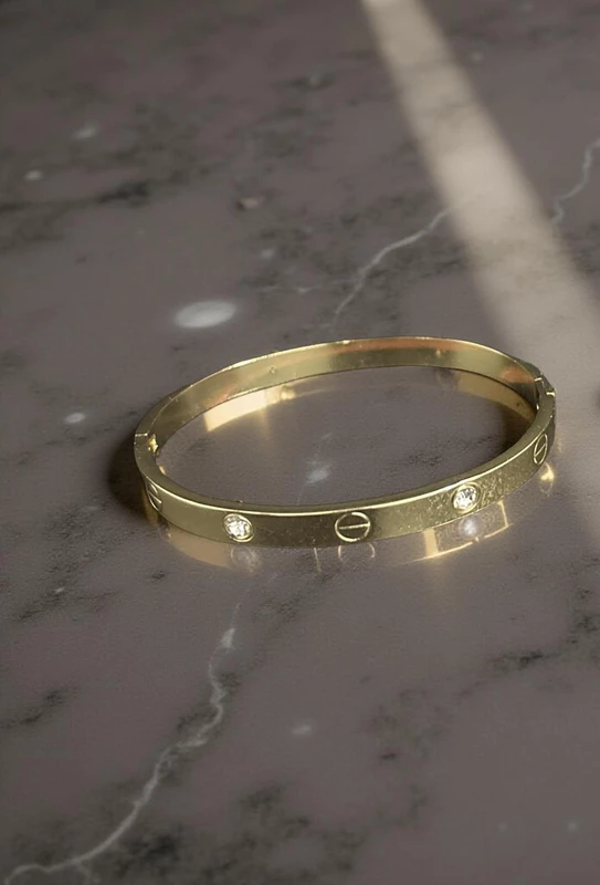 Crystal Embellished Hinge Cuff Bracelet - Gold