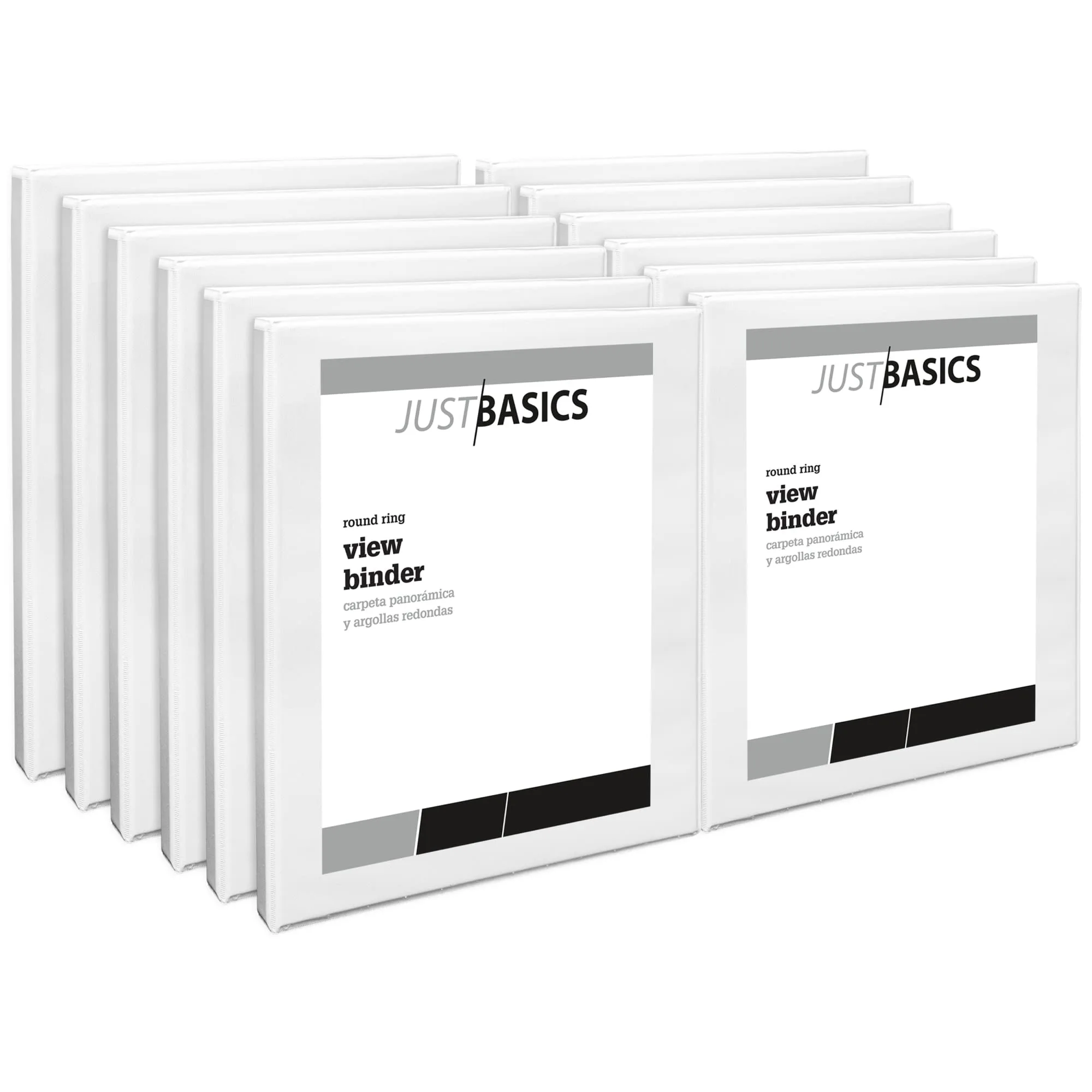 Just Basics 1/2" Round Ring View Binder Pack of 12, White