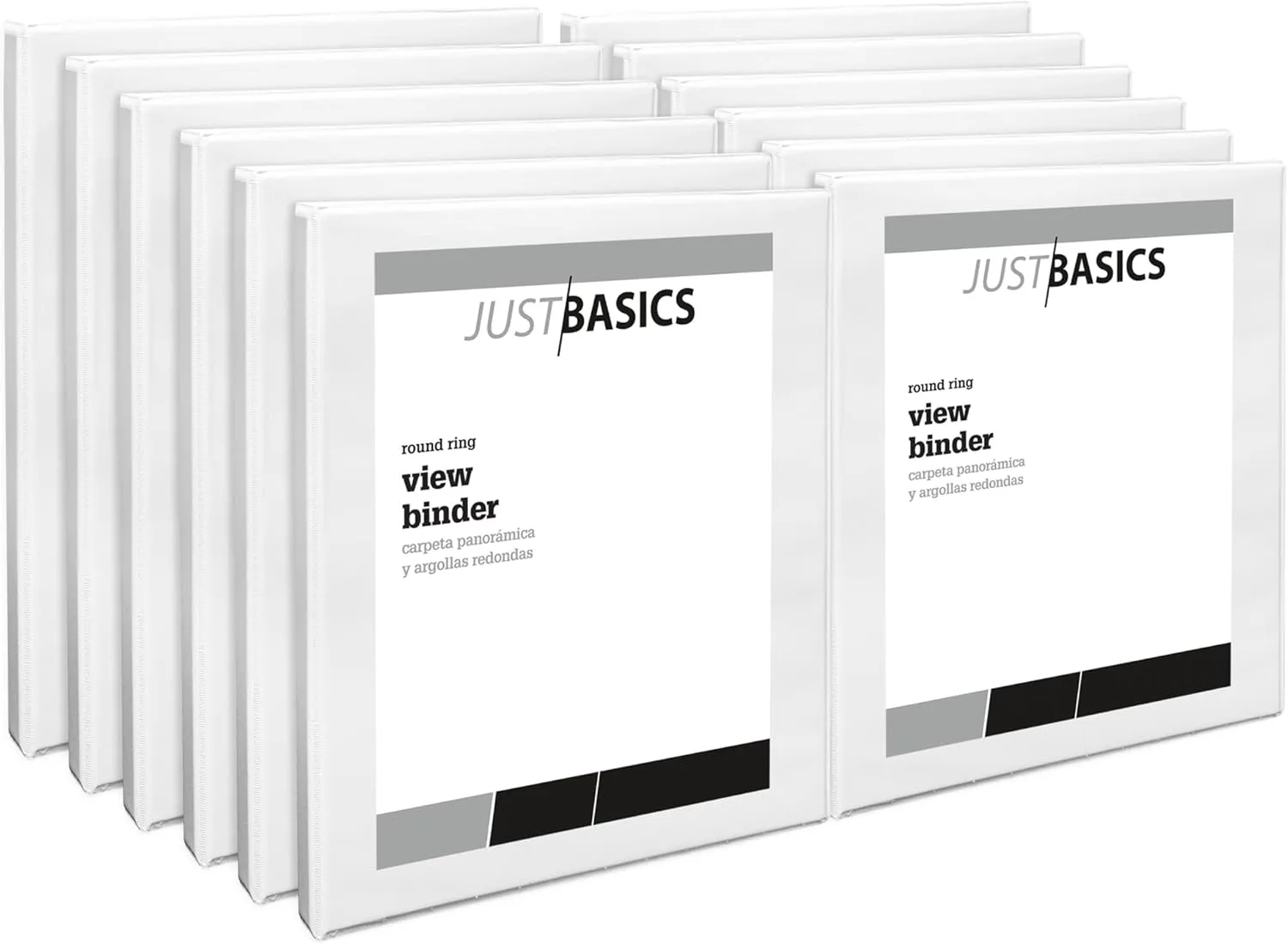 Just Basics 1/2" Round Ring View Binder Pack of 12, White