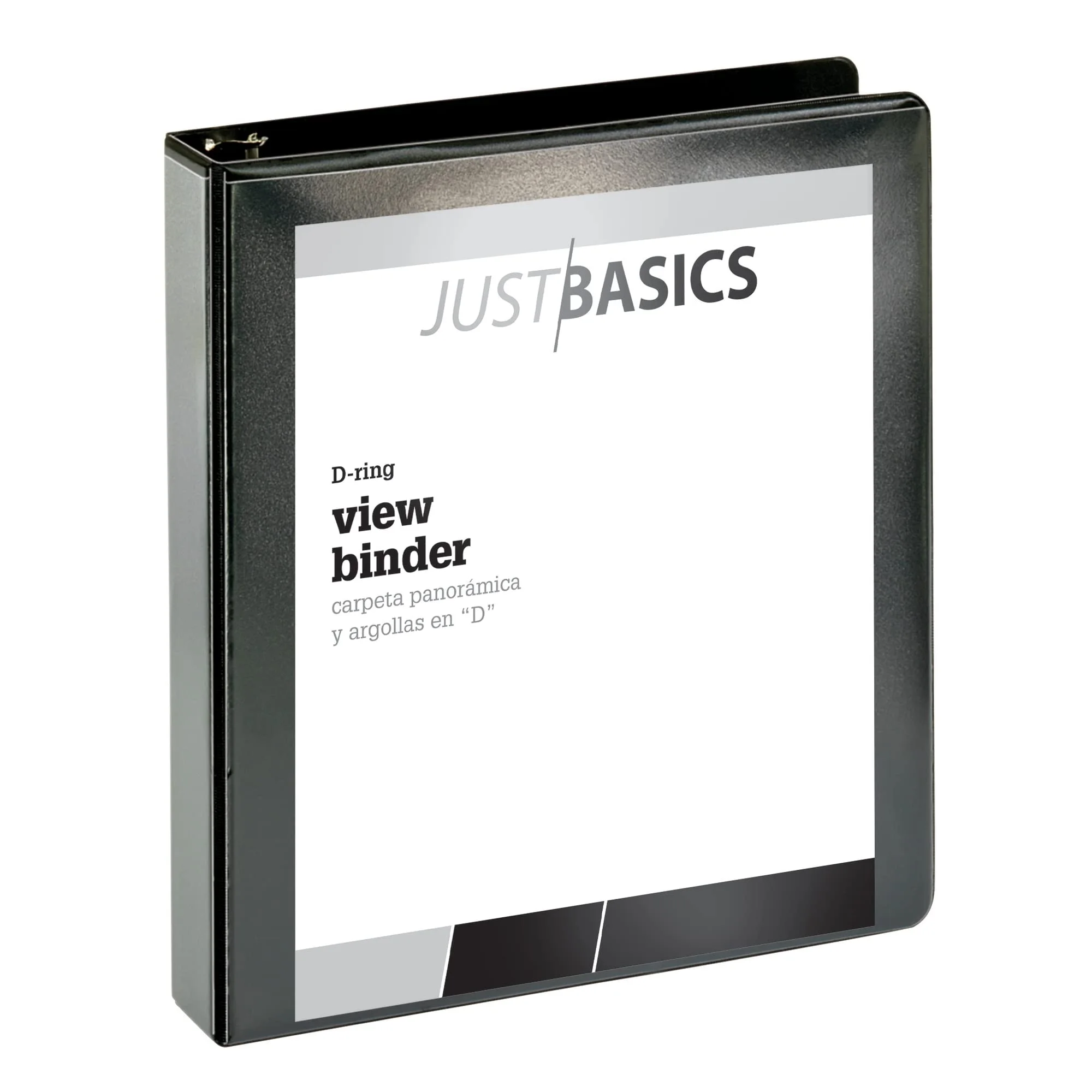 Just Basics D-Ring View Binder, Basic, 1 1/2" Rings, 38% Recycled, Black