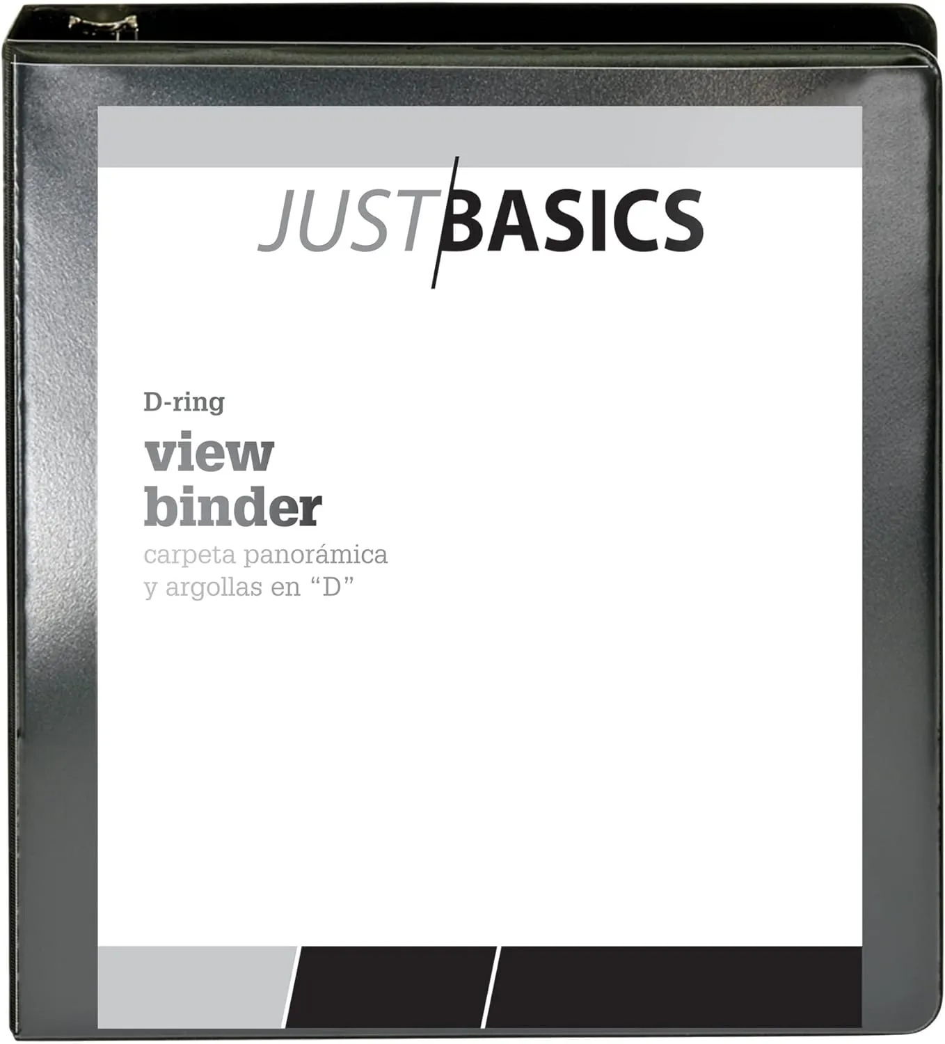 Just Basics D-Ring View Binder, Basic, 1 1/2" Rings, 38% Recycled, Black
