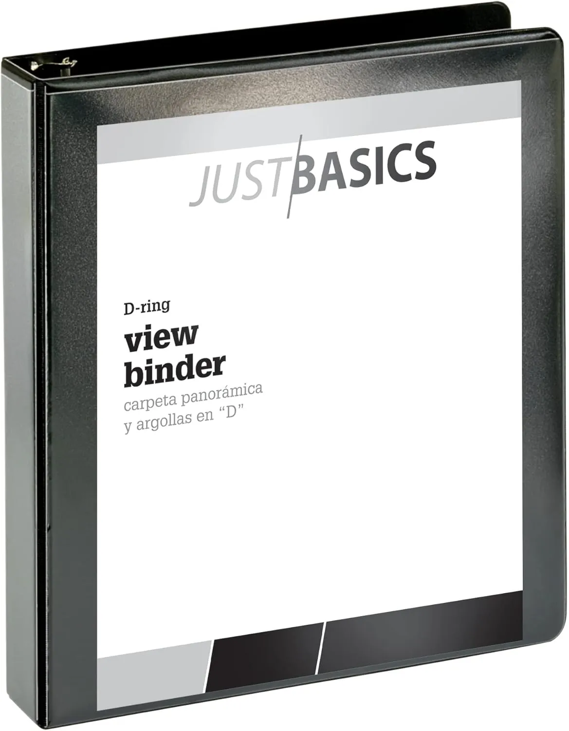 Just Basics D-Ring View Binder, Basic, 1 1/2" Rings, 38% Recycled, Black