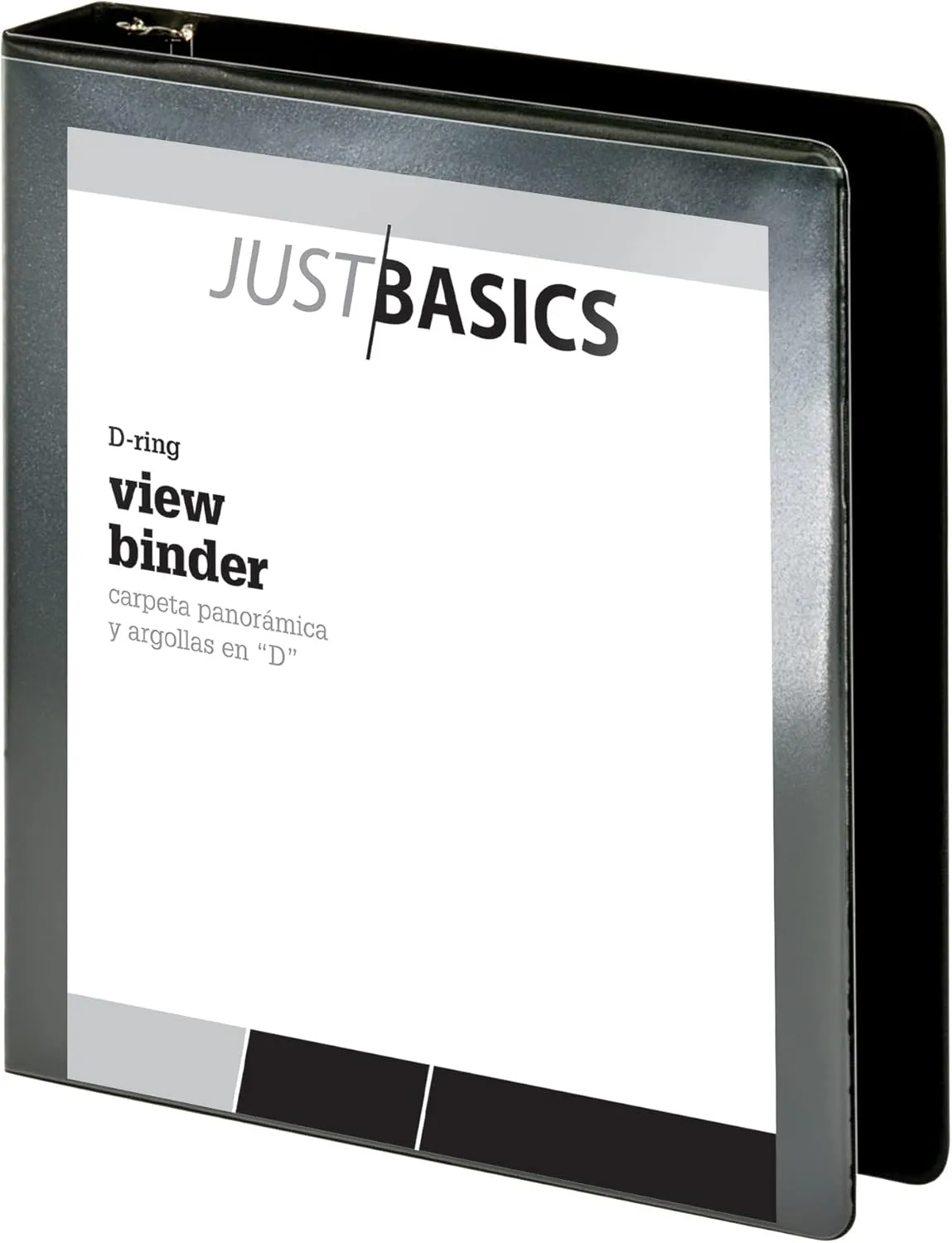 Just Basics D-Ring View Binder, Basic, 1 1/2" Rings, 38% Recycled, Black