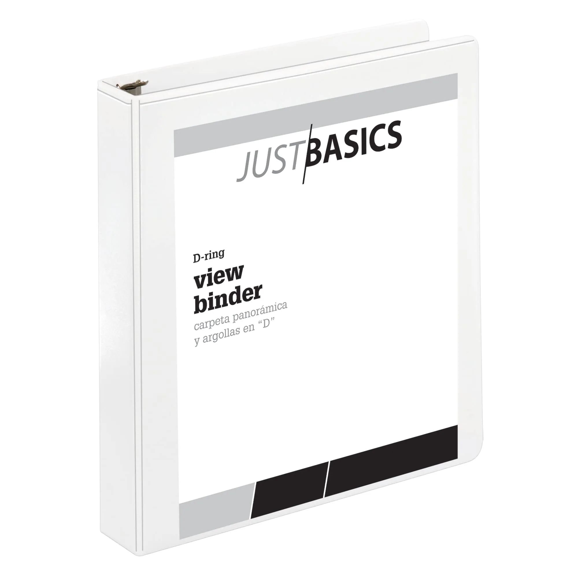 Just Basics D-Ring View Binder, 1 1/2 in Rings, 38% Recycled, White