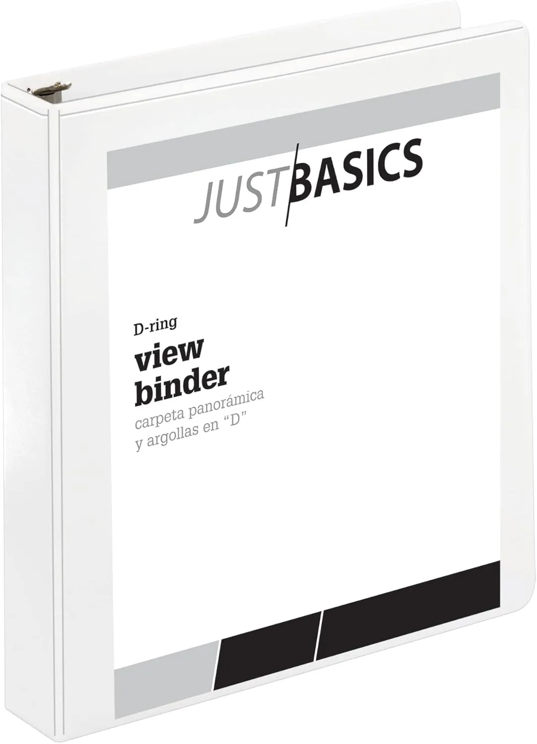 Just Basics D-Ring View Binder, 1 1/2 in Rings, 38% Recycled, White