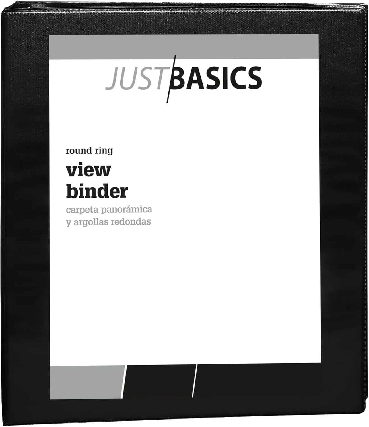 Just Basics Round-Ring View Binder, 1in Rings, 61% Recycled, Black, Pack of 12