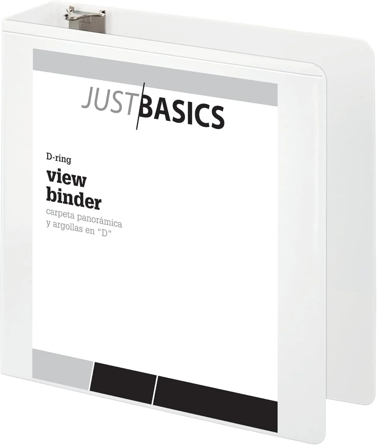 Just Basics D-Ring View Binder, 3" Rings, 38% Recycled, White