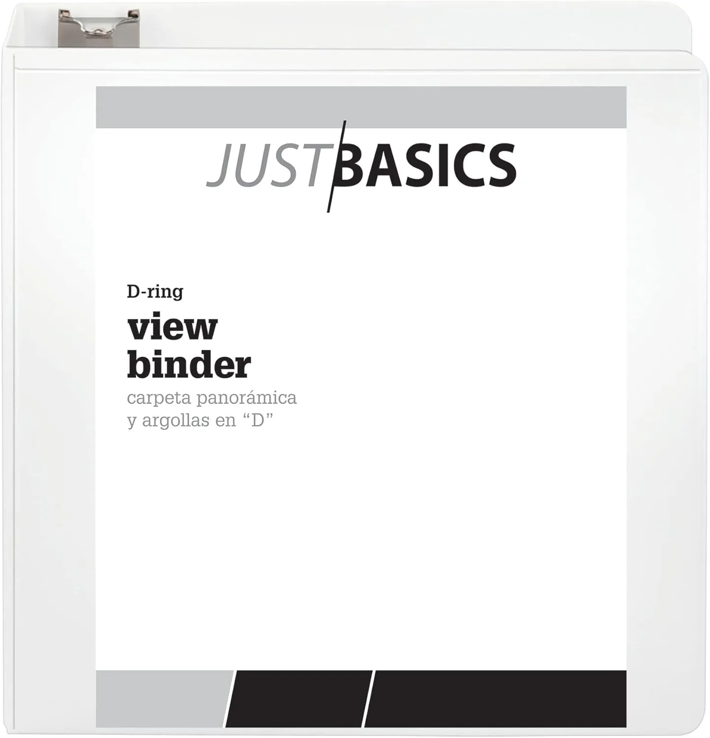 Just Basics D-Ring View Binder, 3" Rings, 38% Recycled, White