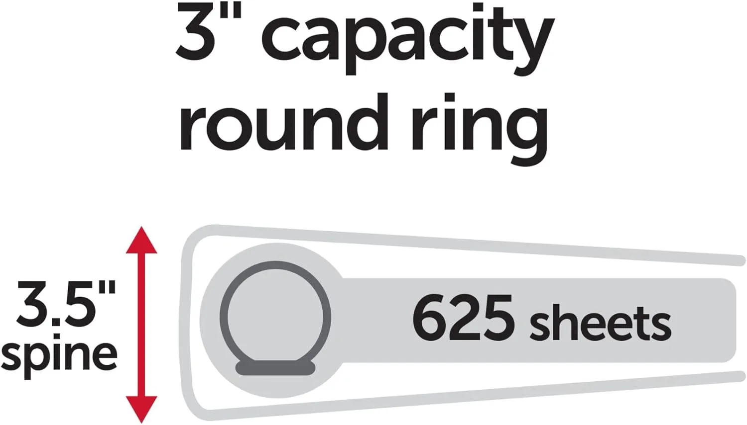 Just Basics Basic Round-Ring View Binder, 3" Rings, 61% Recycled, Black