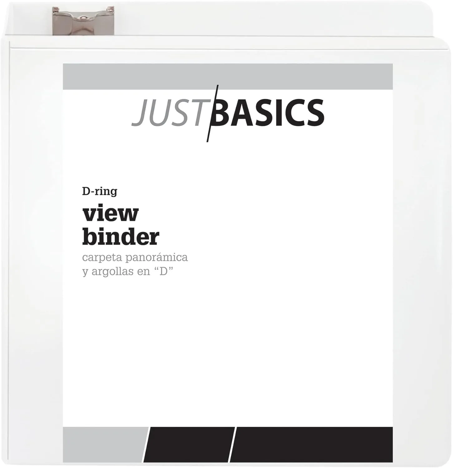 Just Basics D-Ring View Binder, 4in Rings, 54% Recycled, White