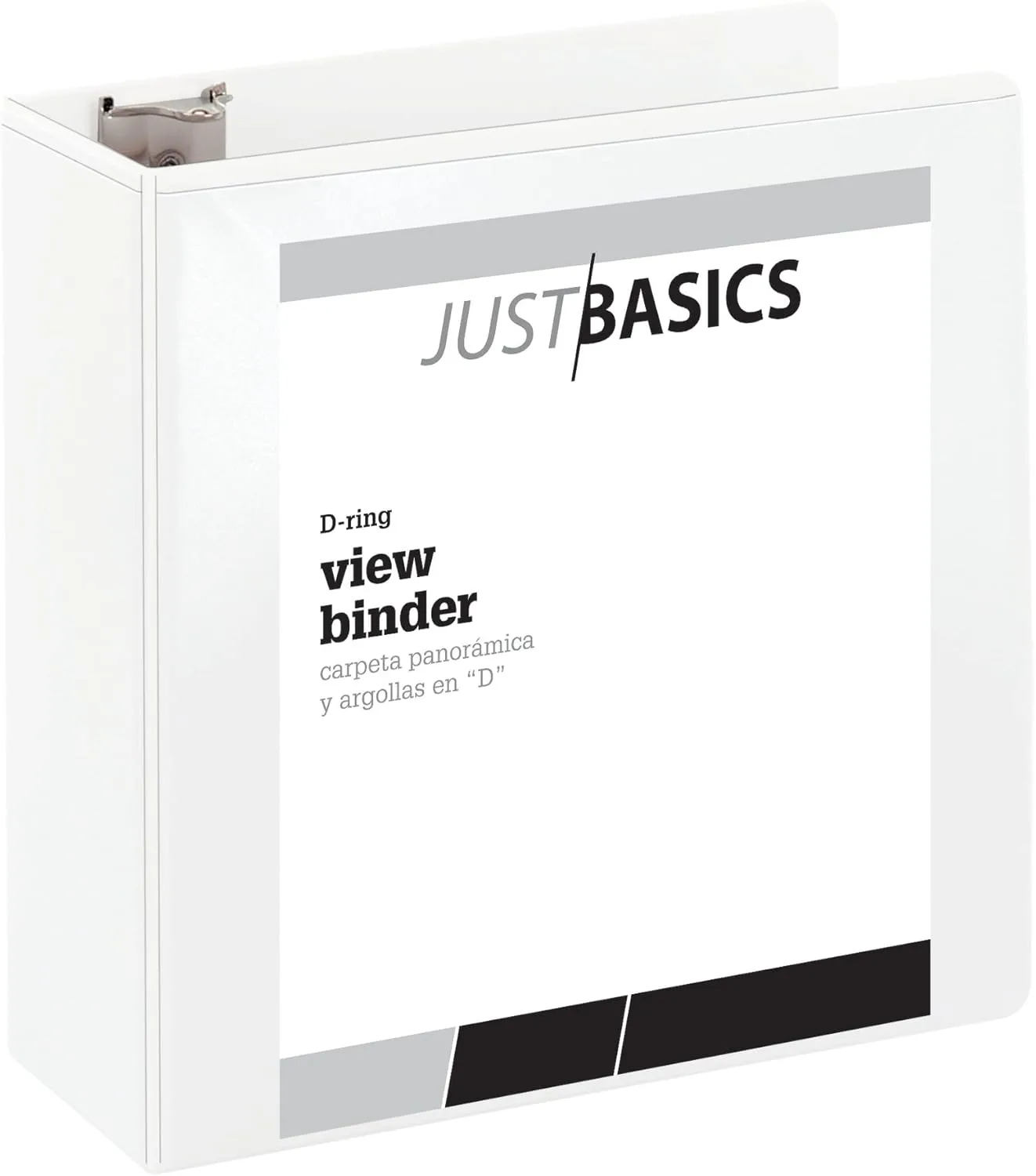 Just Basics D-Ring View Binder, 4in Rings, 54% Recycled, White