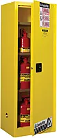 Justrite 22 Gallon Manual Close Slimline Flammable Storage Cabinet, 18 Gauge Steel, 3 Shelves, 2 Door Fire Cabinet