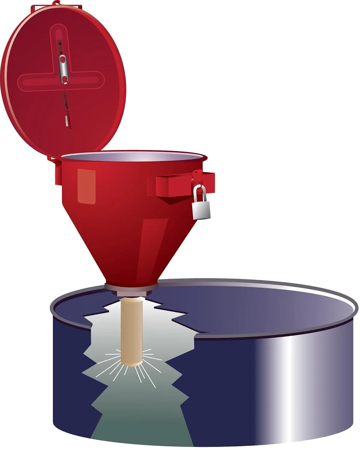 Justrite 2.6 Gallon Drum Funnel for Flammables with Emergency-Fusing Self-Closing Cover, Flame Arrester
