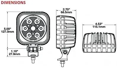 J.W. SPEAKER 1300181 Model 832 12-24V LED Auxiliary Work Light, 4 x 4 in, Flood Beam