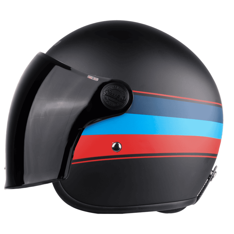 STEELBIRD SBH-56 VINTAGE S1 GLOSSY BLACK/RED C/V 580 MM (LONG VISOR)