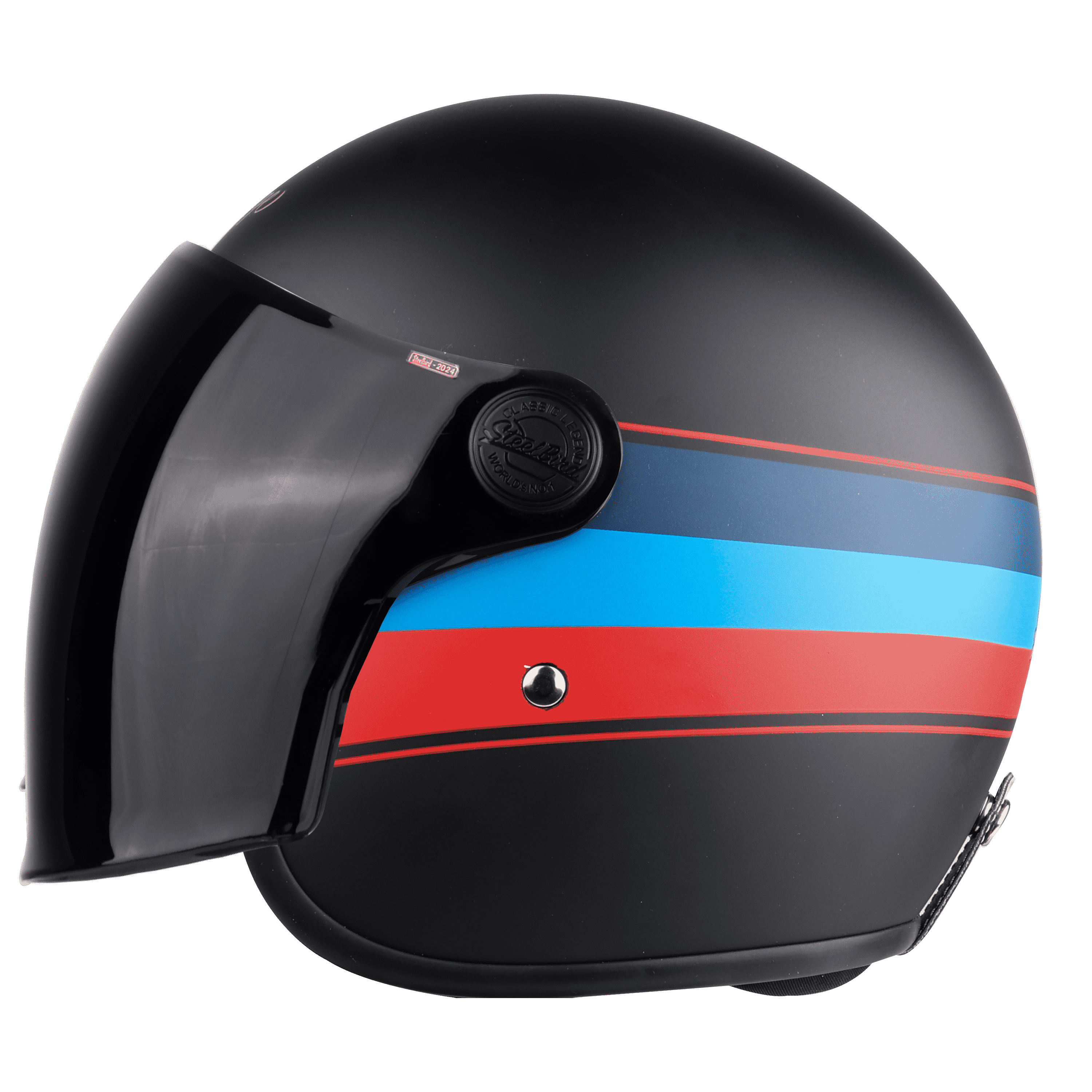 STEELBIRD SBH-54 VINTAGE S1 GLOSSY BLACK/RED C/V 600 MM (SMALL VISOR)